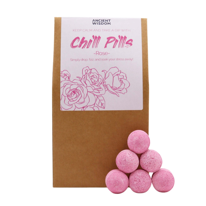Chill Pills Badebomber Rose 350g i gruppen Hud & Krop / Bad & Spa / Badebomber & Badebobler hos Rawfoodshop Scandinavia AB (CHILLP-03)