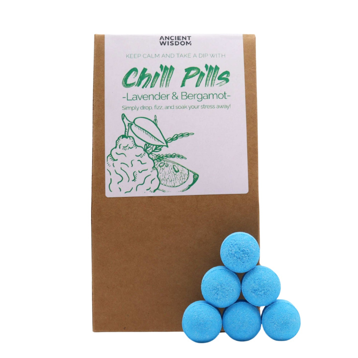Chill Pills Badebomber Lavendel & Bergamot 350g i gruppen Hud & Krop / Bad & Spa / Badebomber & Badebobler hos Rawfoodshop Scandinavia AB (CHILLP-10)