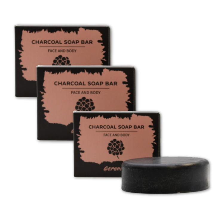 Geranium Sæbe Aktivt Kul 85g x 3 stk i gruppen Hud & Krop / Ansigt / Rengøring hos Rawfoodshop Scandinavia AB (CHSBUL-02-SET3)