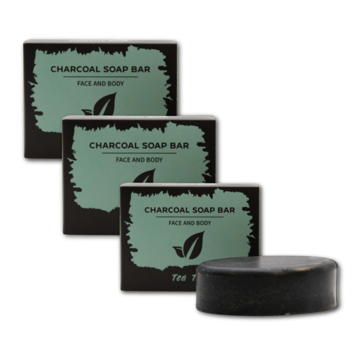 Tea Tree Sæbe Aktivt Kul 85g x 3 stk i gruppen Hud & Krop / Ansigt / Rengøring hos Rawfoodshop Scandinavia AB (CHSBUL-04-SET3)