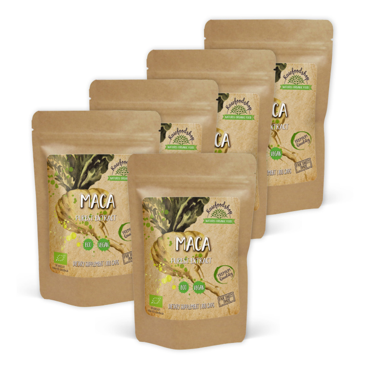 Maca ØKO 500mg 100 kapsler x 5 pakker i gruppen Kosttilskud / Urter & Planter / Ginseng hos Rawfoodshop Scandinavia AB (CUMACA100CAP-SET5)