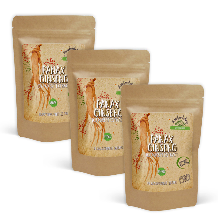 Panax Ginseng Extract 500mg 60 kapsler x 3 pakker i gruppen Kosttilskud / Urter & Planter / Urter hos Rawfoodshop Scandinavia AB (CUPANA60CAP-SET3)