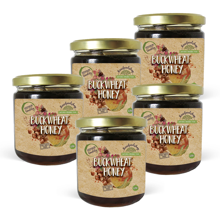Boghvedehonning 500g x 5 dåser i gruppen Råvarer & Drikke / Bagning / Honning hos Rawfoodshop Scandinavia AB (EDI145117-SET5)