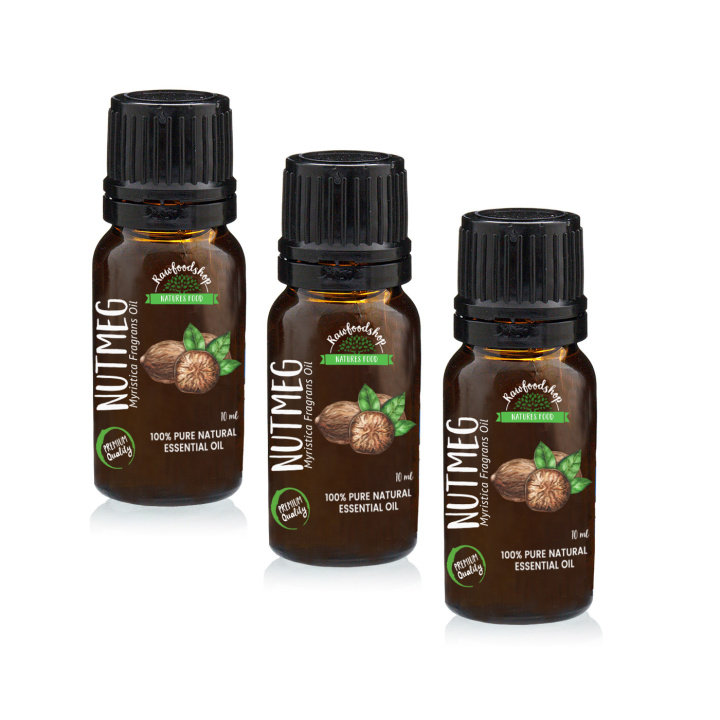 Muskatnød Æterisk Olie 10ml x 3 flasker i gruppen Hud & Krop / Naturlig DIY / Æteriske olier hos Rawfoodshop Scandinavia AB (EOUL-34-SET3)