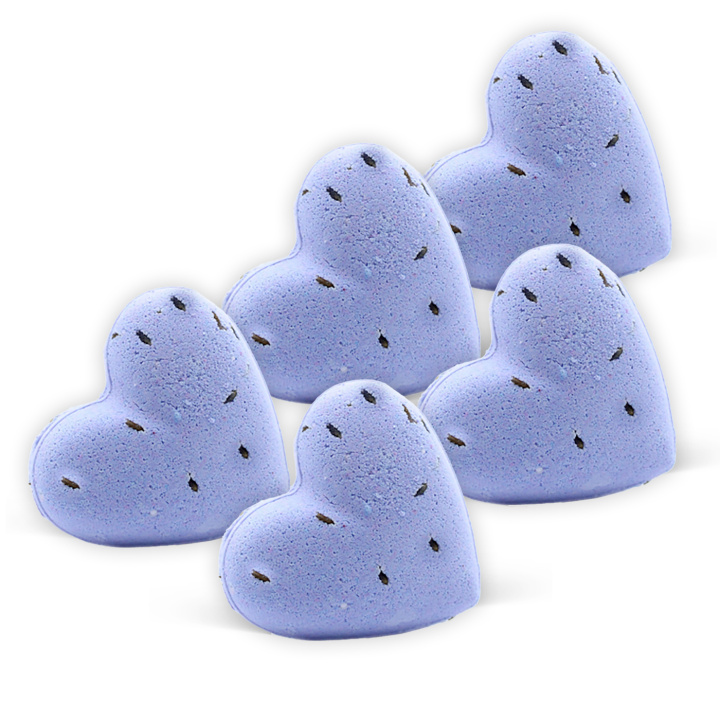 Badebombe Hjerte Lavendel 70g x 5 stk i gruppen Hud & Krop / Bad & Spa / Badebomber & Badebobler hos Rawfoodshop Scandinavia AB (HEARTB-04A-SET5)