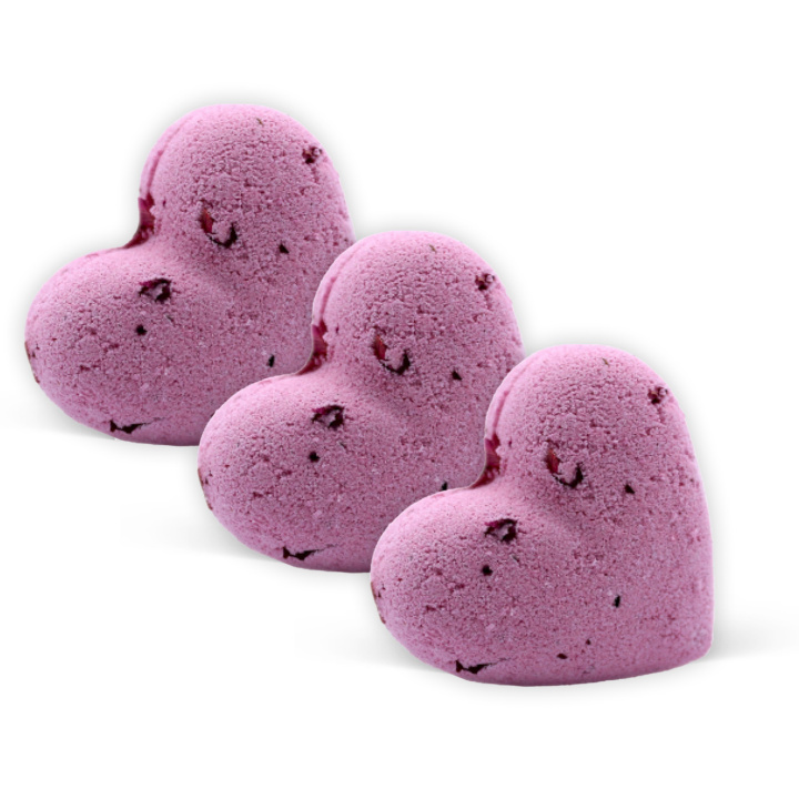 Badbomb Hjärta Ylang & Ros 70g x 3 stk i gruppen Hud & Krop / Bad & Spa / Badebomber & Badebobler hos Rawfoodshop Scandinavia AB (HEARTB01A-SET3)