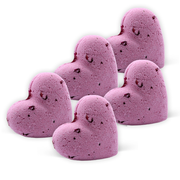 Badbomb Hjärta Ylang & Ros 70g x 5 stk i gruppen Hud & Krop / Bad & Spa / Badebomber & Badebobler hos Rawfoodshop Scandinavia AB (HEARTB01A-SET5)