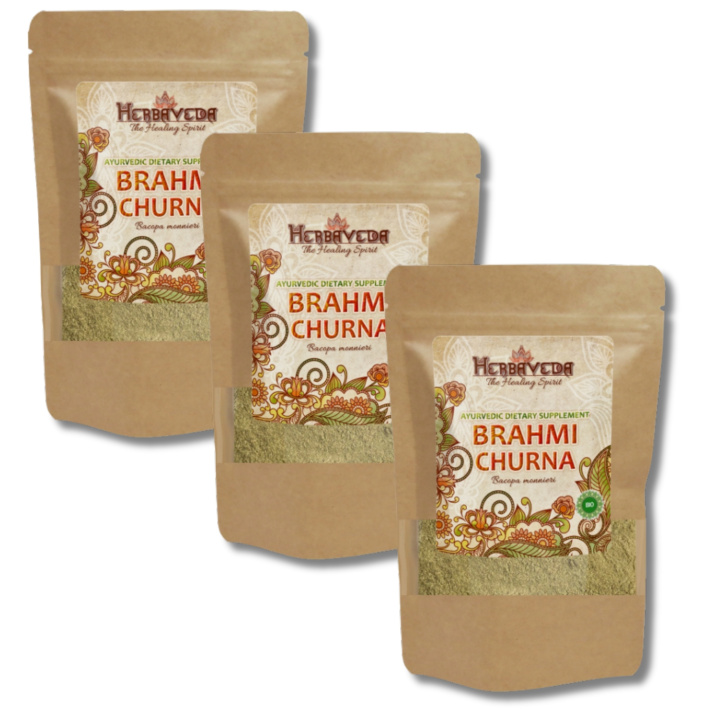 Brahmi Churna ØKO 125g x 3 pakker i gruppen Kosttilskud / Urter & Planter / Urter hos Rawfoodshop Scandinavia AB (HERBA16-SET3)