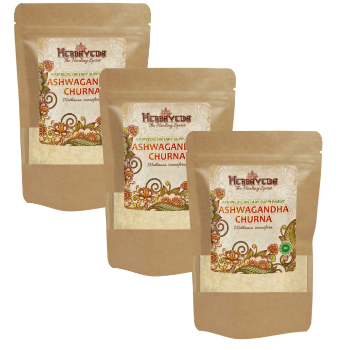 Ashwagandha Churna ØKO 125g x 3 pakker i gruppen Kosttilskud / Urter & Planter / Urter hos Rawfoodshop Scandinavia AB (HERBA18-SET3)