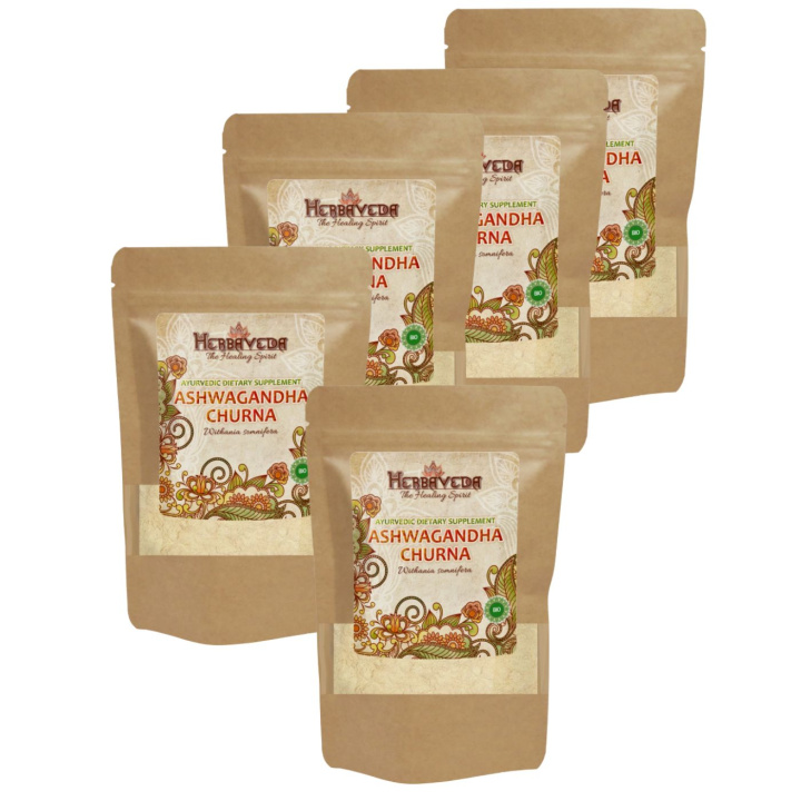 Ashwagandha Churna ØKO 125g x 5 pakker i gruppen Kosttilskud / Urter & Planter / Urter hos Rawfoodshop Scandinavia AB (HERBA18-SET5)