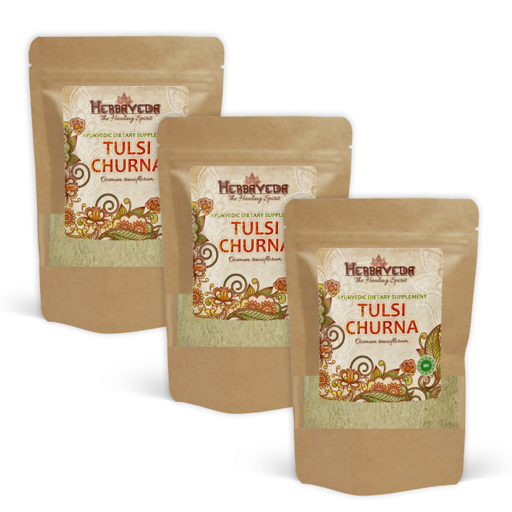 Tulsi Churna ØKO 250g x 3 pakker i gruppen Kosttilskud / Urter & Planter hos Rawfoodshop Scandinavia AB (HERBA26-250-SET3)