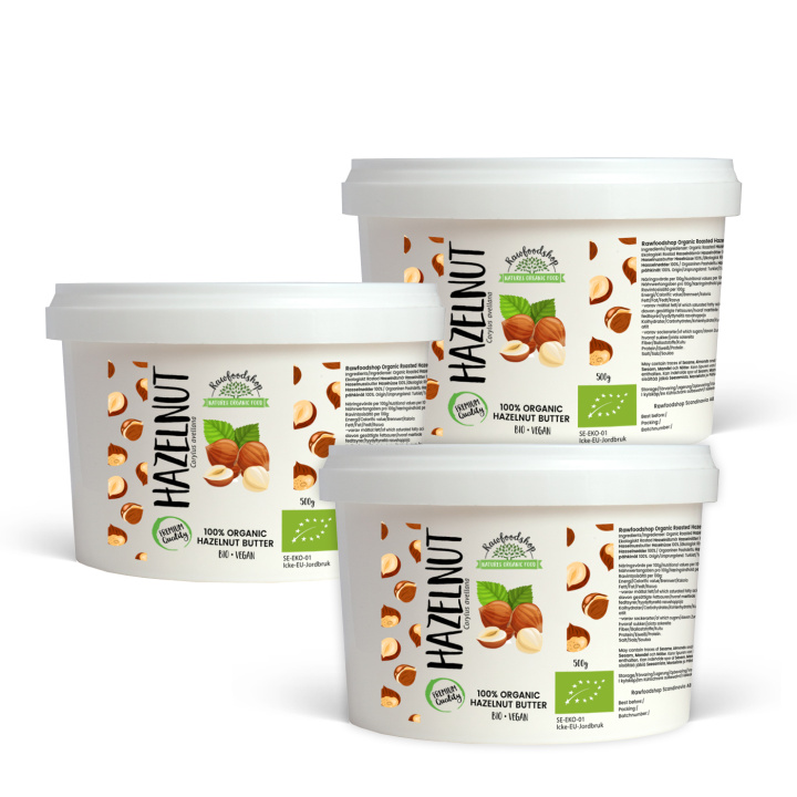 Hasselnøddesmør Ristet ØKO 500g x 3 pakker i gruppen Råvarer & Drikke / Nødder / Hasselnødder hos Rawfoodshop Scandinavia AB (HITB020028500-SET3)