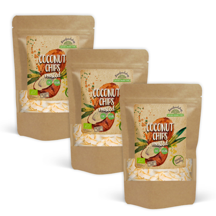 Kokoschips Premium Ristede ØKO 350g x 3 pakker i gruppen Råvarer & Drikke / Nødder / Kokos hos Rawfoodshop Scandinavia AB (KCR35-SET3)