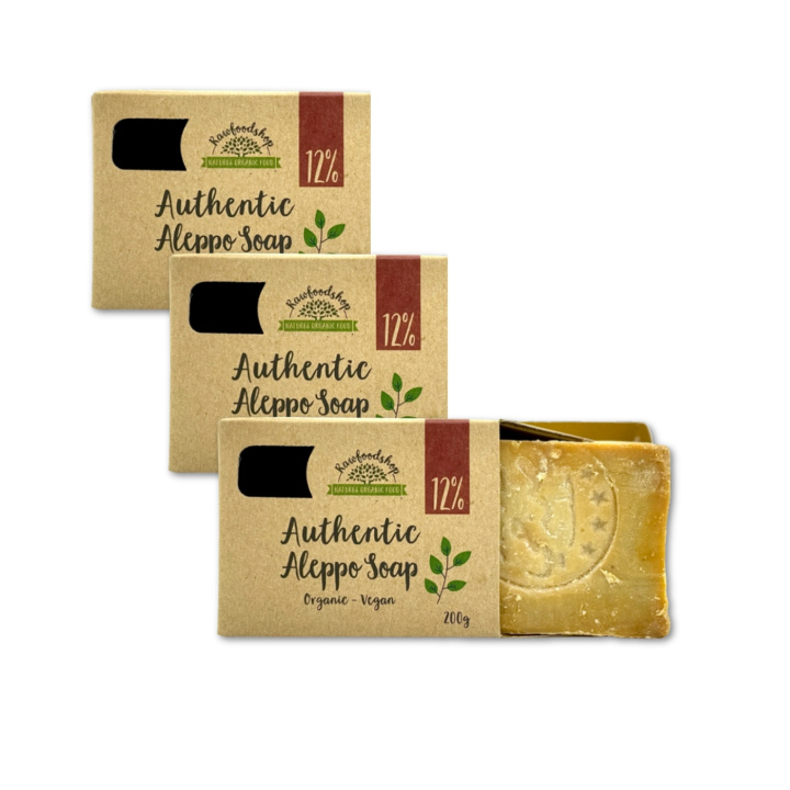 Alepposæbe Laurbærolie 12% ØKO 200g x 3 stk i gruppen Hud & Krop / Krop / Showergel hos Rawfoodshop Scandinavia AB (KNNBEC2-SET3)