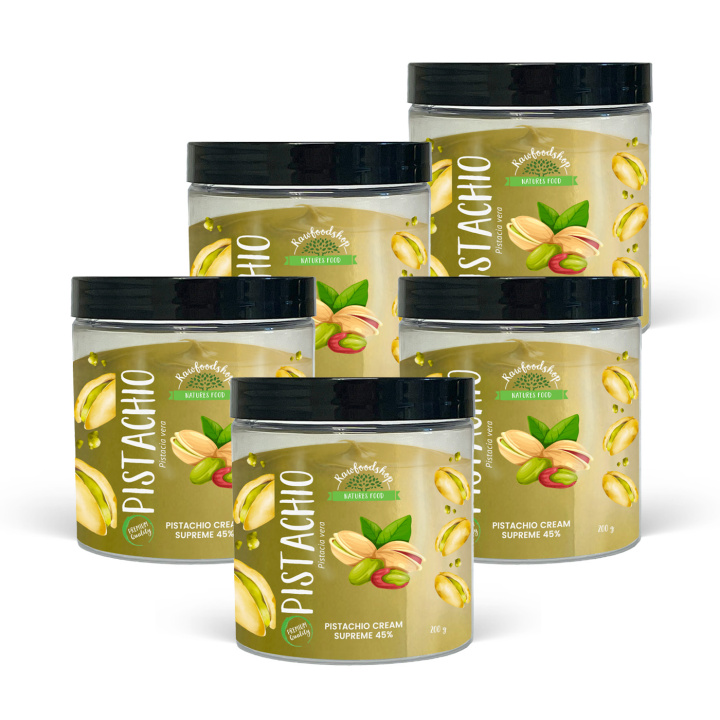 Pistaciecreme Supreme 45% 200g x 5 dåser i gruppen Råvarer & Drikke / Nødder / Pistacienødder hos Rawfoodshop Scandinavia AB (L10010090121-SET5)
