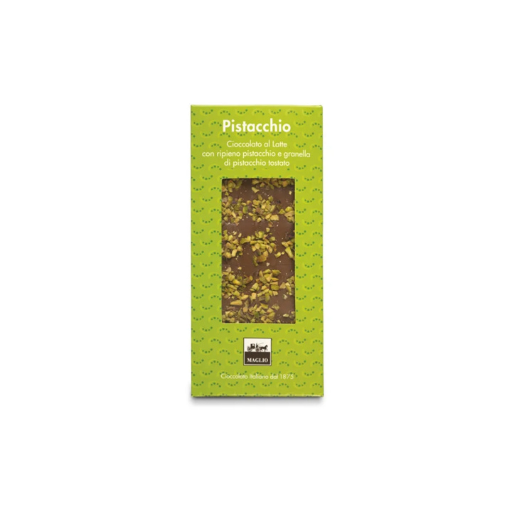Mælkechokolade med Pistaciecreme Glutenfri 95g i gruppen Råvarer & Drikke / Slik & Chokolade / Chokolade og Bars hos Rawfoodshop Scandinavia AB (MAGLIO01-1)