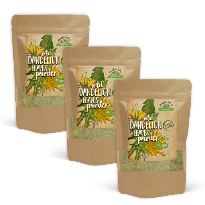 Mælkebøtteblade Pulver 100g x 3 pakker i gruppen Råvarer & Drikke / Helsekost / Grønne Pulvere hos Rawfoodshop Scandinavia AB (MBP10-SET3)