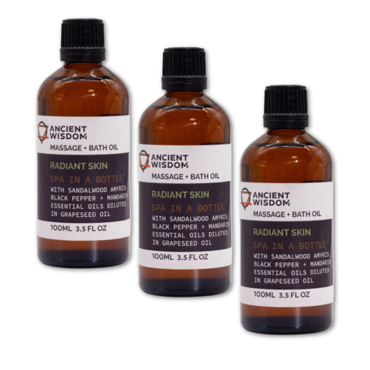 Sandalwood Glow Massageolie 100ml x 3 pakker i gruppen Hud & Krop / Krop / Massageolie hos Rawfoodshop Scandinavia AB (MOLUL-03-SET3)