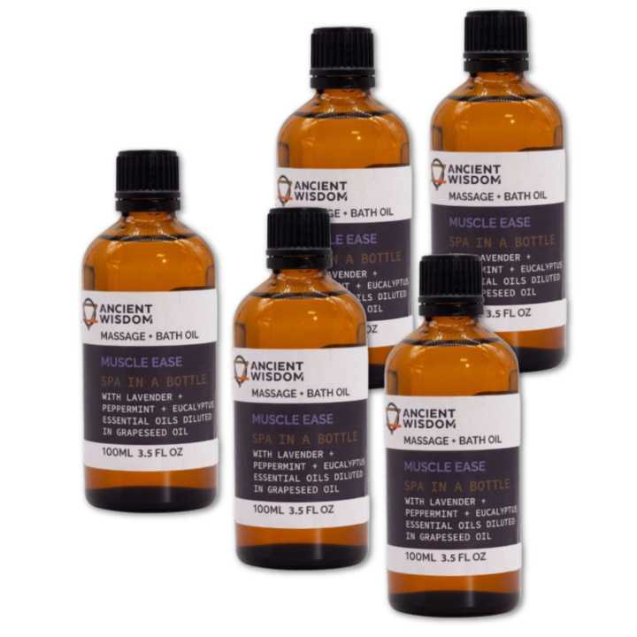 Muscle Ease Massageolie 100ml x 5 flasker i gruppen Hud & Krop / Krop / Massageolie hos Rawfoodshop Scandinavia AB (MOLUL-04-SET5)