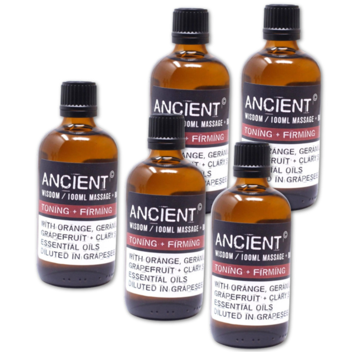 Toning & Firming Massageolie 100ml x 5 flasker i gruppen Hud & Krop / Krop / Massageolie hos Rawfoodshop Scandinavia AB (MOLUL-08-SET5)