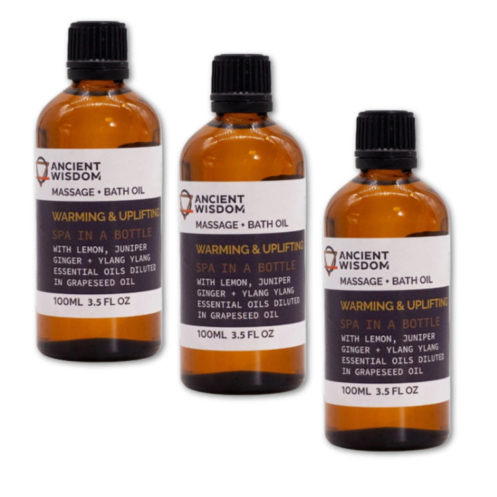 Warm & Uplifting Massageolie 100ml x 3 flasker i gruppen Hud & Krop / Krop / Massageolie hos Rawfoodshop Scandinavia AB (MOLUL-09-SET3)