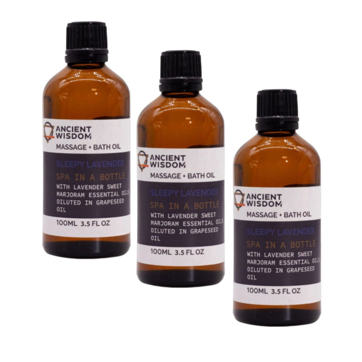 Sleepy Lavender Massageolie 100ml x 3 stk i gruppen Hud & Krop / Krop / Massageolie hos Rawfoodshop Scandinavia AB (MOLUL-11-SET3)