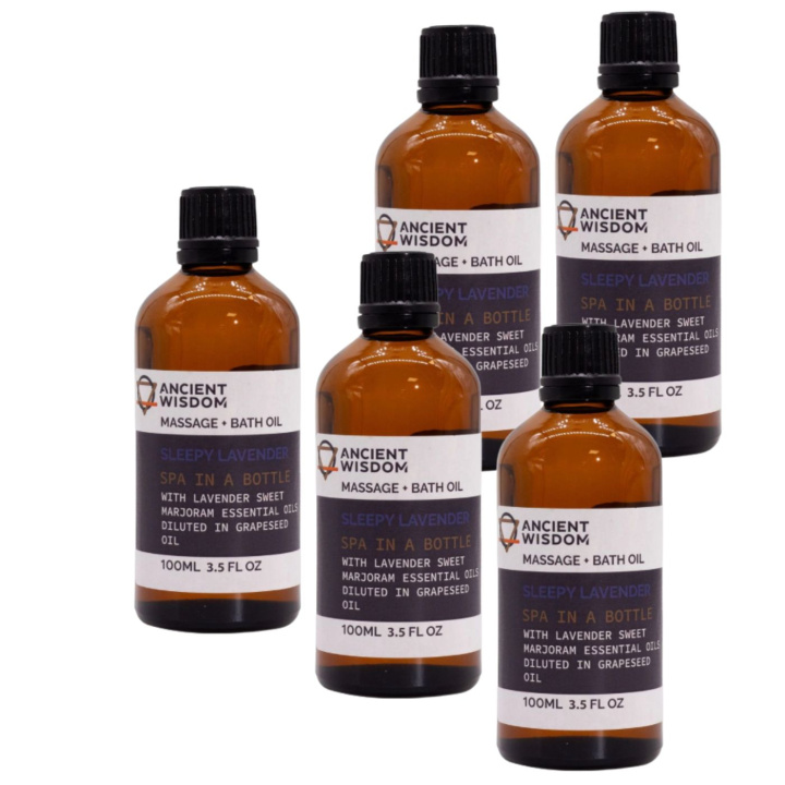Sleepy Lavender Massageolie 100ml x 5 stk i gruppen Hud & Krop / Krop / Massageolie hos Rawfoodshop Scandinavia AB (MOLUL-11-SET5)