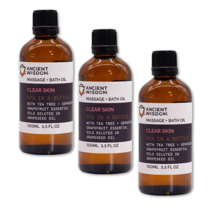 Clear Skin Massageolie 100ml x 3 flasker i gruppen Hud & Krop / Krop / Massageolie hos Rawfoodshop Scandinavia AB (MOLUL-16-SET3)
