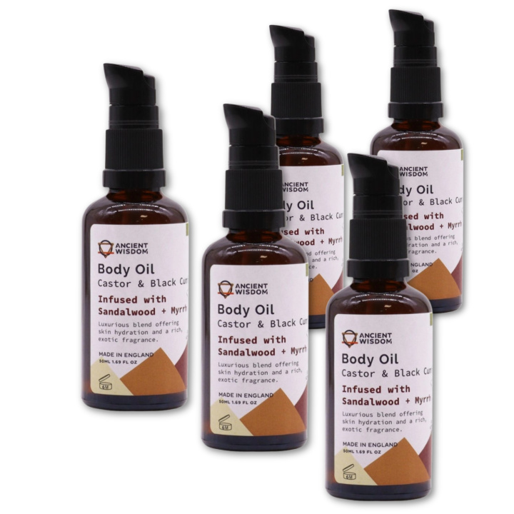 Ansigt & Kropsolie Sandeltræ & Myrra ØKO 50ml x 5 stk i gruppen Hud & Krop / Krop / Body lotion & Olie hos Rawfoodshop Scandinavia AB (OBOUL05-SET5)