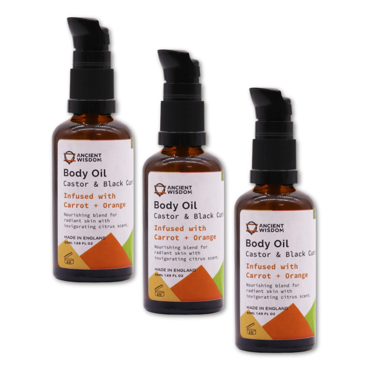 Ansigt & Kropsolie Gulerod & Appelsin ØKO 50ml x 3 stk i gruppen Hud & Krop / Krop / Body lotion & Olie hos Rawfoodshop Scandinavia AB (OBOUL06-SET3)