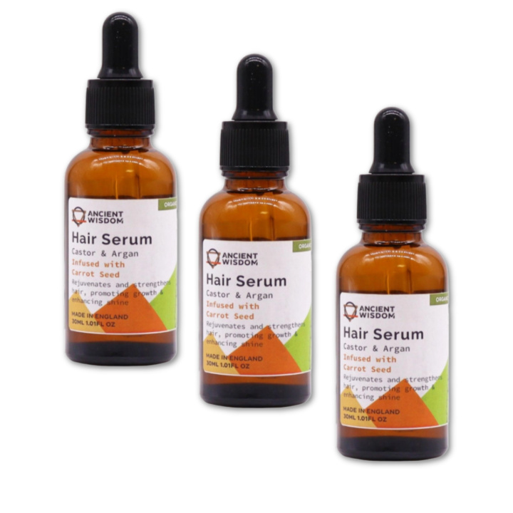 Hårserum Gulerodsfrø ØKO 30ml x 3 flasker i gruppen Hud & Krop / Hår / Serum & Olie hos Rawfoodshop Scandinavia AB (OHSUL05-SET3)