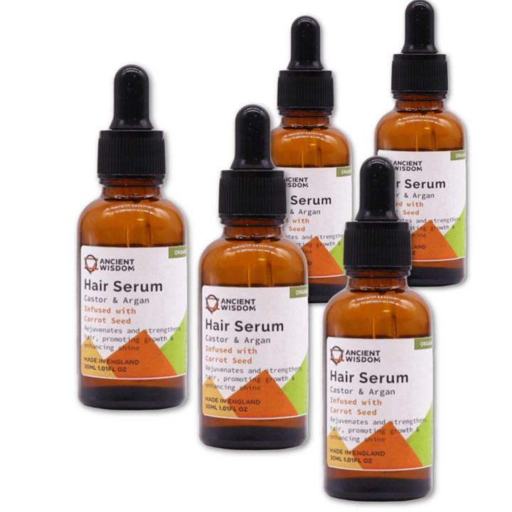 Hårserum Gulerodsfrø ØKO 30ml x 5 flasker i gruppen Hud & Krop / Hår / Serum & Olie hos Rawfoodshop Scandinavia AB (OHSUL05-SET5)
