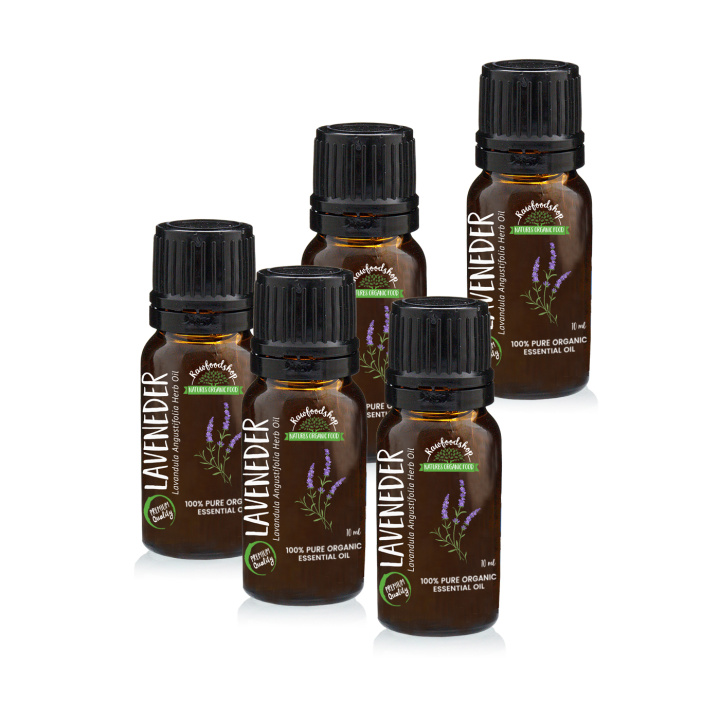 Lavendel Æterisk Olie ØKO 10ml x 5 flasker i gruppen Hud & Krop / Naturlig DIY / Æteriske olier hos Rawfoodshop Scandinavia AB (ORGEOUL01-SET5)