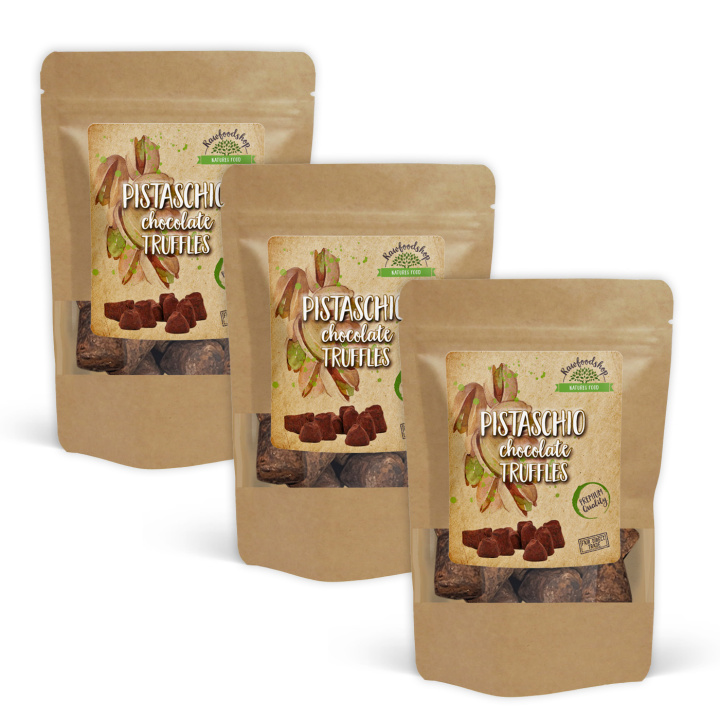 Chokoladetrøffel Pistacie 100g x 3 pakker i gruppen Råvarer & Drikke / Slik & Chokolade / Chokolade og Bars hos Rawfoodshop Scandinavia AB (PIST100-SET3)