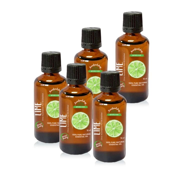 Lime Æterisk Olie 50ml x 5 flasker i gruppen Hud & Krop / Naturlig DIY / Æteriske olier hos Rawfoodshop Scandinavia AB (PREOUL-29-SET5)