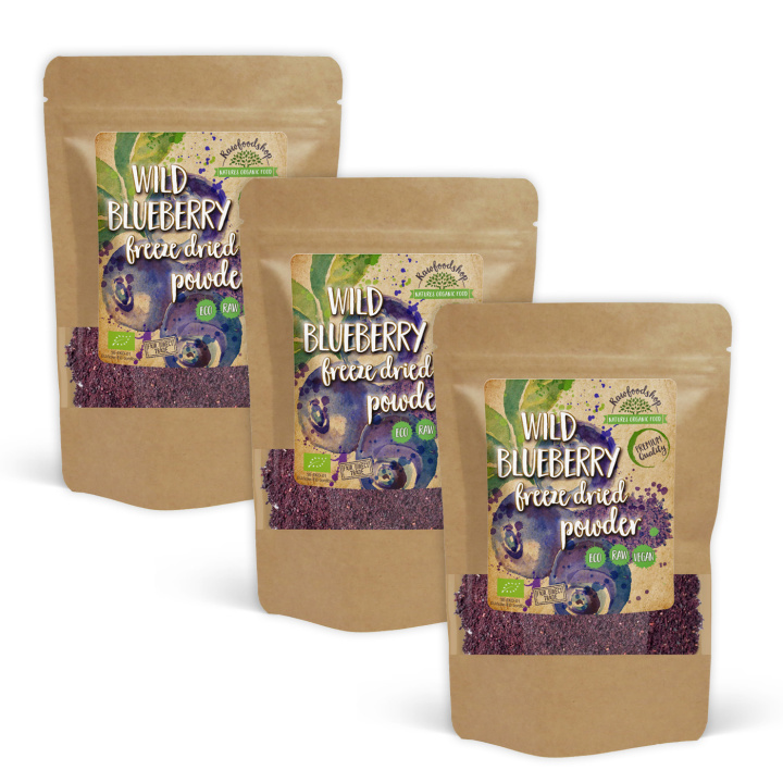 Blåbærpulver Vild Frysetørret ØKO 250g x 3 pakker i gruppen Råvarer & Drikke / Frugt & Frugtpulver / Blåbær hos Rawfoodshop Scandinavia AB (PULFBLA250-SET3)