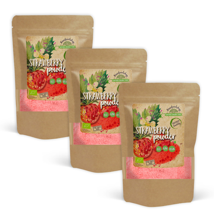 Jordbærpulver Frysetørret ØKO 100g x 3 pakker i gruppen Råvarer & Drikke / Frugt & Frugtpulver / Jordbær hos Rawfoodshop Scandinavia AB (PULFJOR-SET3)