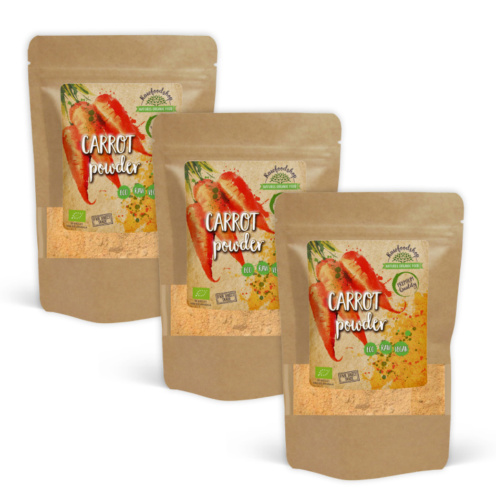 Gulerodspulver ØKO 100g x 3 pakker i gruppen Råvarer & Drikke / Helsekost / Grønne Pulvere hos Rawfoodshop Scandinavia AB (PULMOR-SET3)