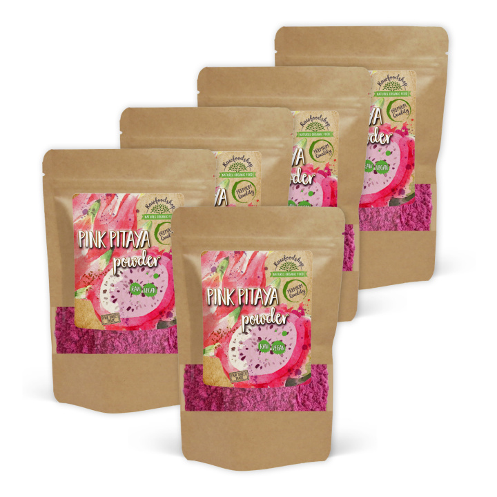 Pink Pitaya Pulver 100g x 5 pakker i gruppen Råvarer & Drikke / Frugt & Frugtpulver / Frugtpulver hos Rawfoodshop Scandinavia AB (PULPINK-SET5)