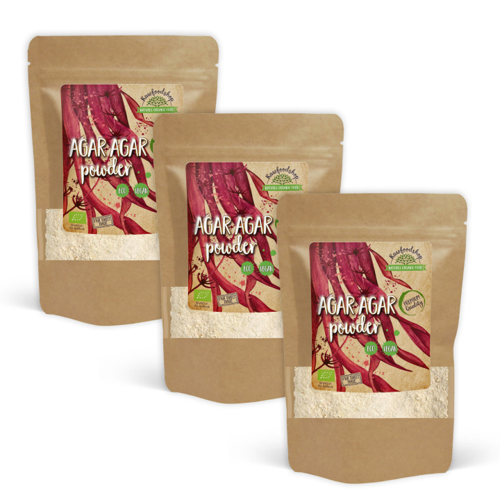 Agar Agar Pulver ØKO 200g x 3 pakker i gruppen Råvarer & Drikke / Bagning / Flere bageingredienser hos Rawfoodshop Scandinavia AB (RALG200006E-SET3)