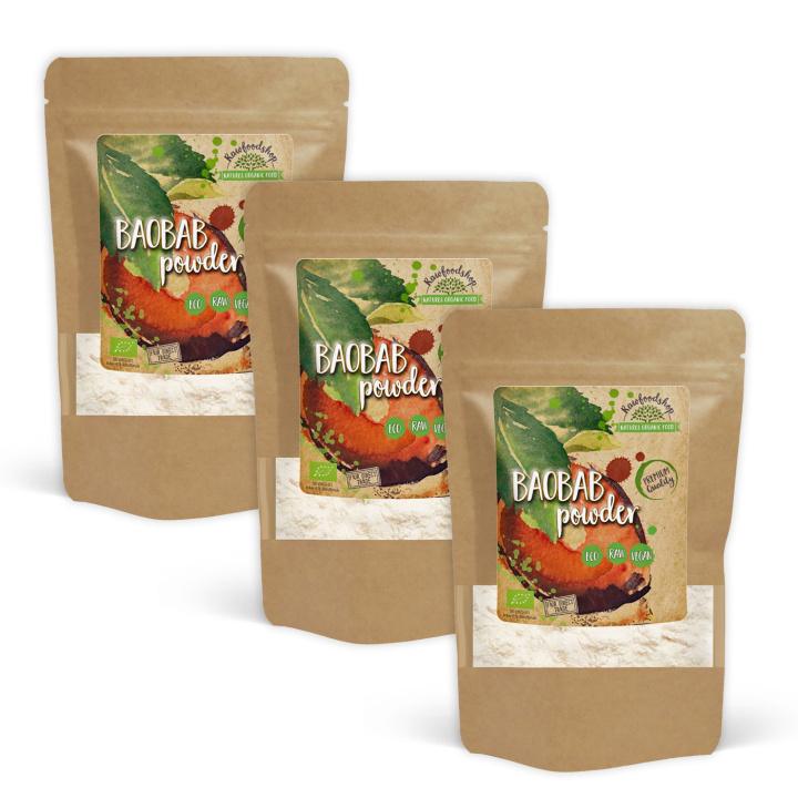 Baobab Pulver ØKO 125g x 3 pakker i gruppen Råvarer & Drikke / Frugt & Frugtpulver / Baobab hos Rawfoodshop Scandinavia AB (RAW00220-SET3)