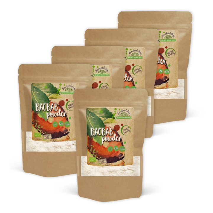 Baobab Pulver ØKO 125g x 5 pakker i gruppen Råvarer & Drikke / Frugt & Frugtpulver / Baobab hos Rawfoodshop Scandinavia AB (RAW00220-SET5)