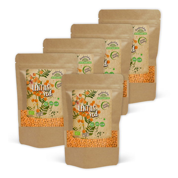 Linser Røde ØKO 500g x 5 pakker i gruppen Råvarer & Drikke / Spisekammer / Bælgfrugter hos Rawfoodshop Scandinavia AB (RAW0032-SET5)