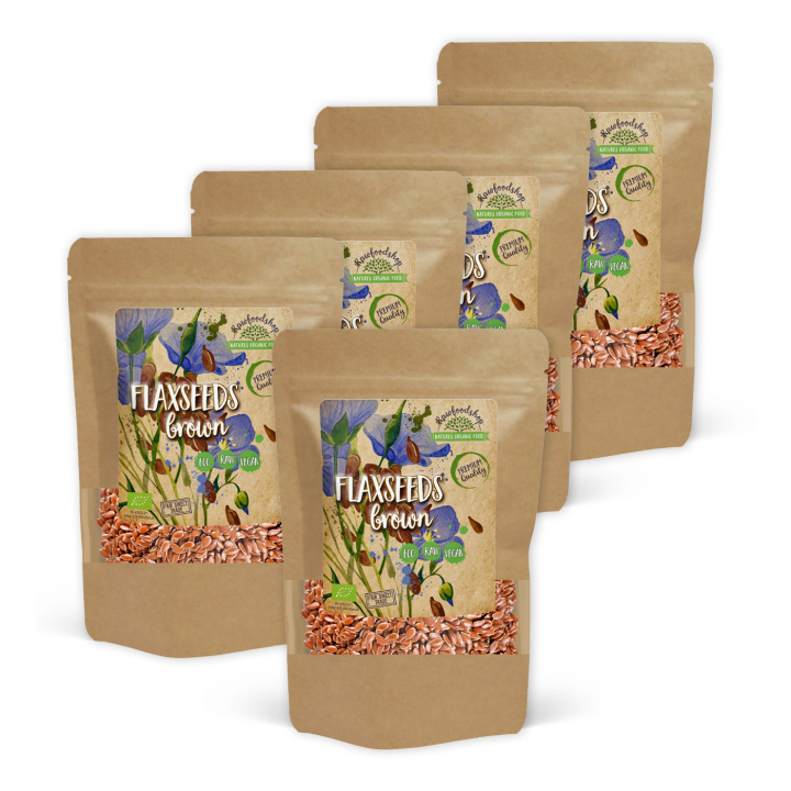 Hørfrøn Brune ØKO 500g x 5 pakker i gruppen Råvarer & Drikke / Helsekost / Frø hos Rawfoodshop Scandinavia AB (RAW0482-SET5)