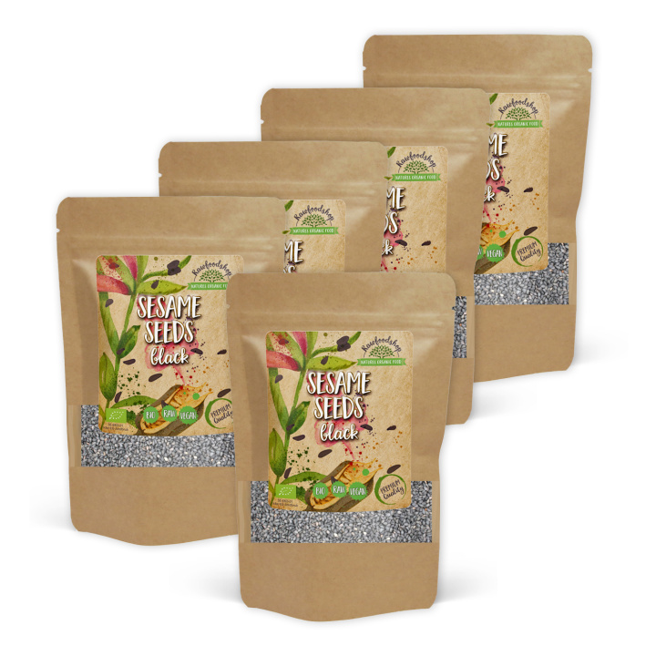 Sesamfrø Sorte ØKO 100g x 5 pakker i gruppen Råvarer & Drikke / Helsekost / Frø hos Rawfoodshop Scandinavia AB (RFRO100588E-SET5)
