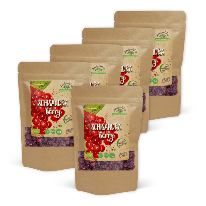 Schisandra Bær ØKO 125g x 5 pakker i gruppen Råvarer & Drikke / Frugt & Frugtpulver / Anden Frugt og Bær hos Rawfoodshop Scandinavia AB (RFRU100472E-SET5)
