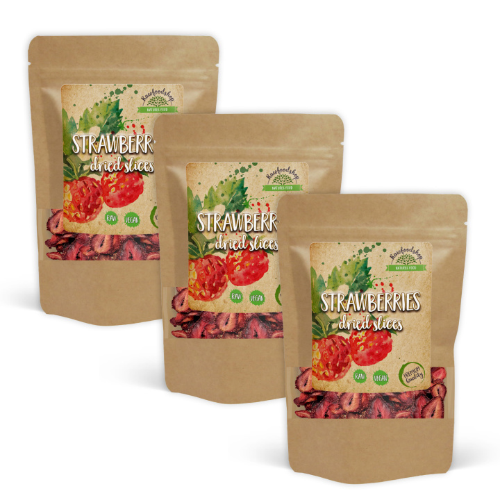 Jordbær Skiver 100g x 3 pakker i gruppen Råvarer & Drikke / Frugt & Frugtpulver / Jordbær hos Rawfoodshop Scandinavia AB (RFRU100494E-SET3)