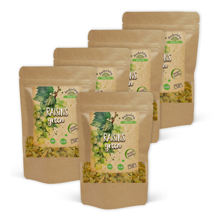 Rosiner Grønne 200g x 5 pakker i gruppen Råvarer & Drikke / Frugt & Frugtpulver / Rosiner hos Rawfoodshop Scandinavia AB (RFRU200365E-SET5)