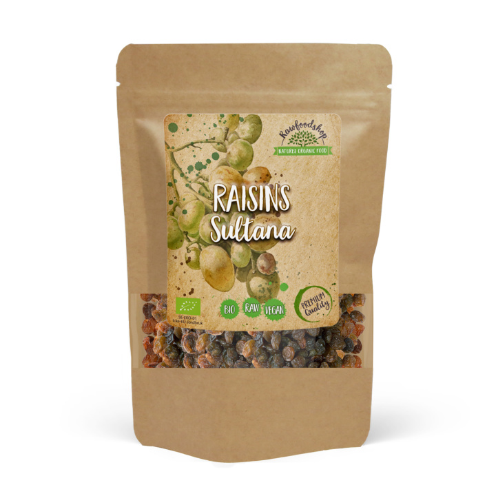Sultanrosiner ØKO 500g i gruppen Råvarer & Drikke / Frugt & Frugtpulver / Rosiner hos Rawfoodshop Scandinavia AB (RFRU500476E)