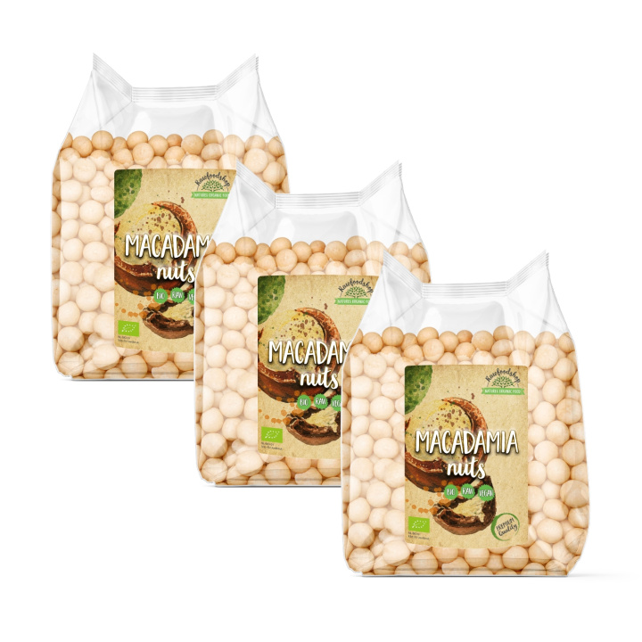 Macadamianødder Premium RAW ØKO 1kg x 3 pakker i gruppen Råvarer & Drikke / Nødder / Macadamia hos Rawfoodshop Scandinavia AB (RNOT1000430E-SET3)